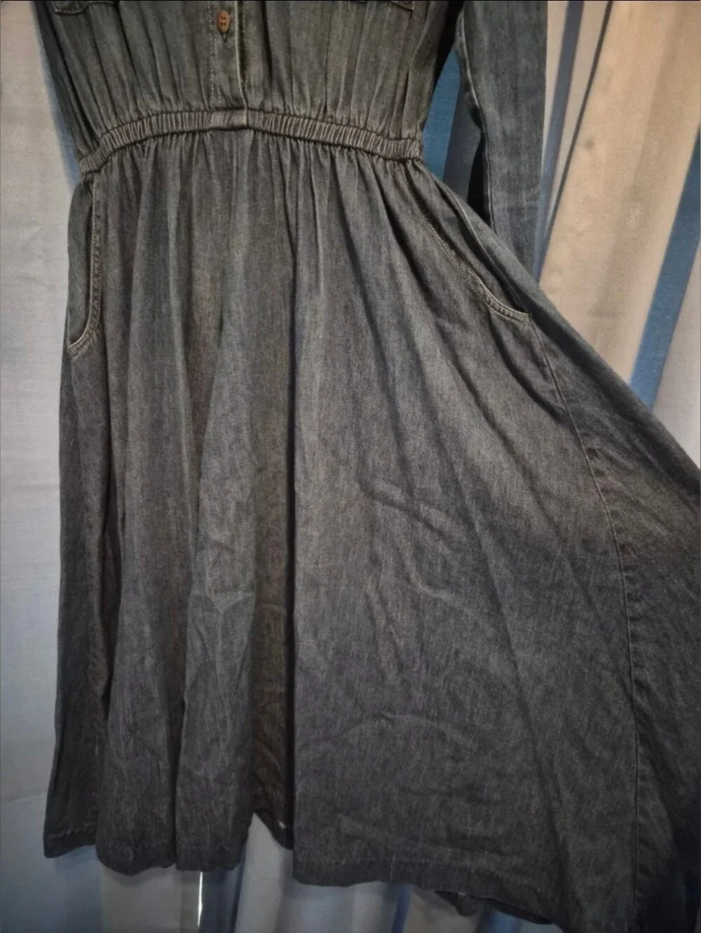 Vintage Gotcha Covered Cottagecore Denim Maxi Dress Pockets Made in the USA